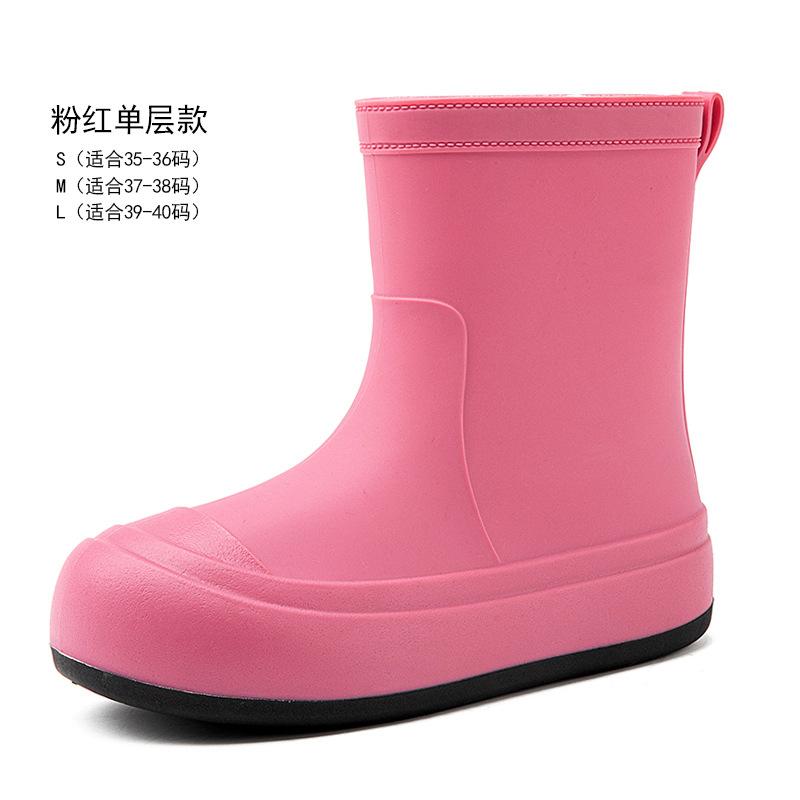 Fashion Women's Rain Shoes Wear Waterproof and Non-slip Cotton Warm Rain Boots Thick-soled Wear-resistant Rubber Shoes