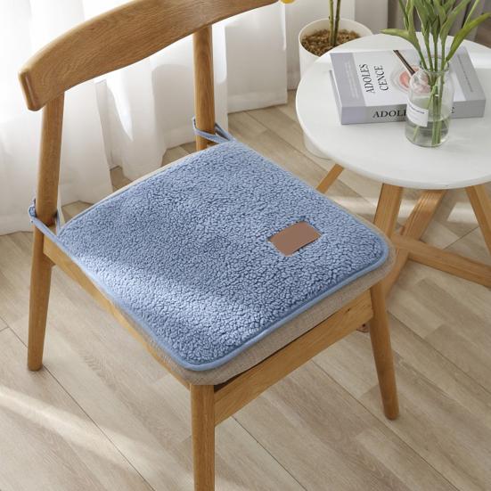 Winter Stuhlkissen Warmes Sherpa Anti-Rutsch mit Befestigungsbändern Quadratische Form Büro