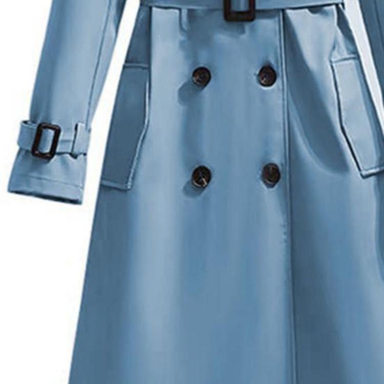 Windproof Women Trench Coat Double Breasted Long Overcoat with Belt and Notch Lapel Classic Outerwear for Fall Winter