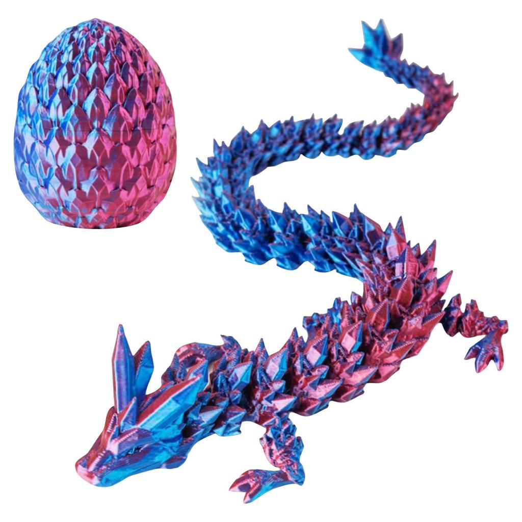 3D Printed Dragon, 3D Printed Egg, Egg With Dragon Inside, Egg Toy, 12in Full Articulated Crystal 3D Dragon For Children's Day Gift & Birt