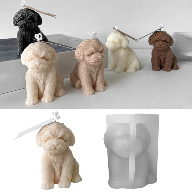 Lovely Dog Shaped Candle Mold 3D Animal Candle Moulds Aromatherapy Soap Casting Mould Handmade Gift for DIY Lovers