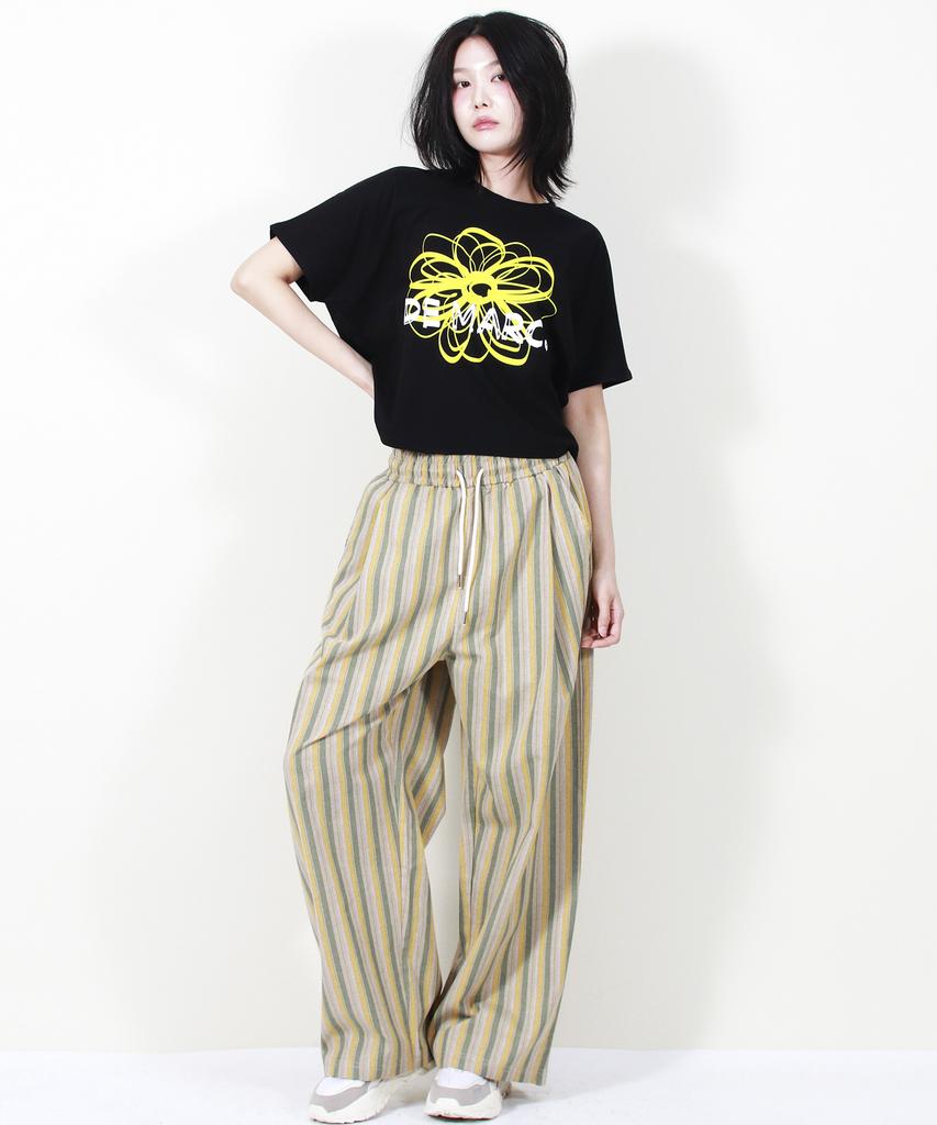 Deumakeu Vintage Stripe Wide Pants Sage Green