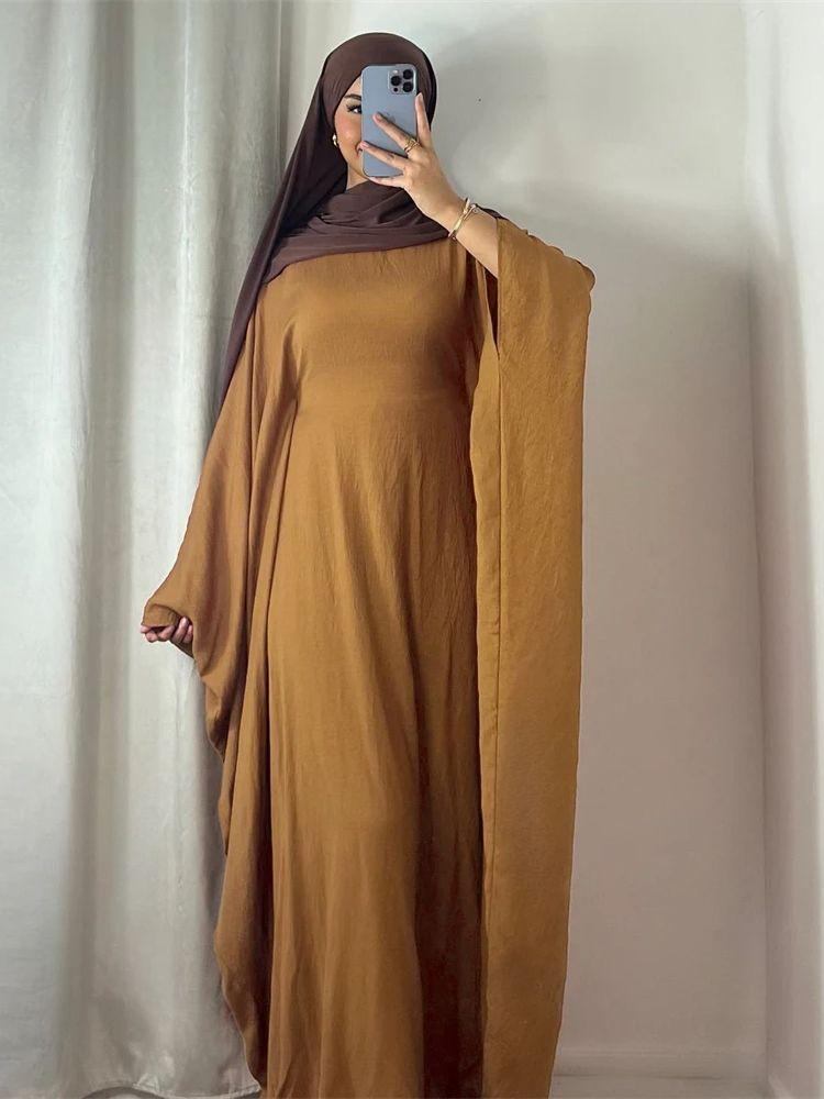 Ramadan Eid Weiche Crepe Khimar Batwing Abaya Dubai Islam Muslim Modest Afrikanische Kleider für Frauen Kaftan Kebaya Robe Femme Musulma
