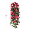 2Pcs Artificial Flowers Rattan Fake Plants Vine Decor Celebration Wall Hanging Rose For Home Wedding Decorative Wreath Accessory