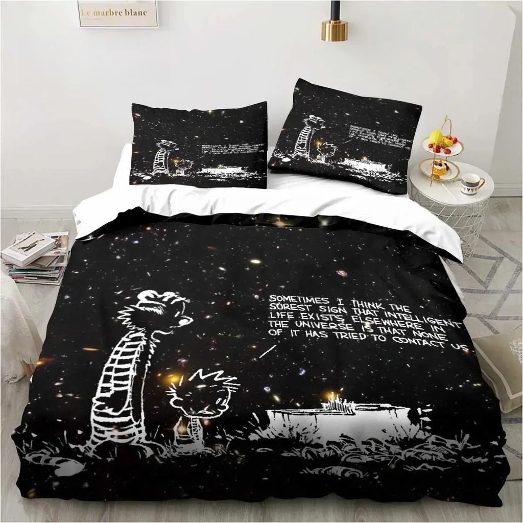 Cartoon Calvin Hobbes 3D Print Bedding Set Single Twin Full Queen King Size Bed Set Adult Boys Bedroom Bedding Gift