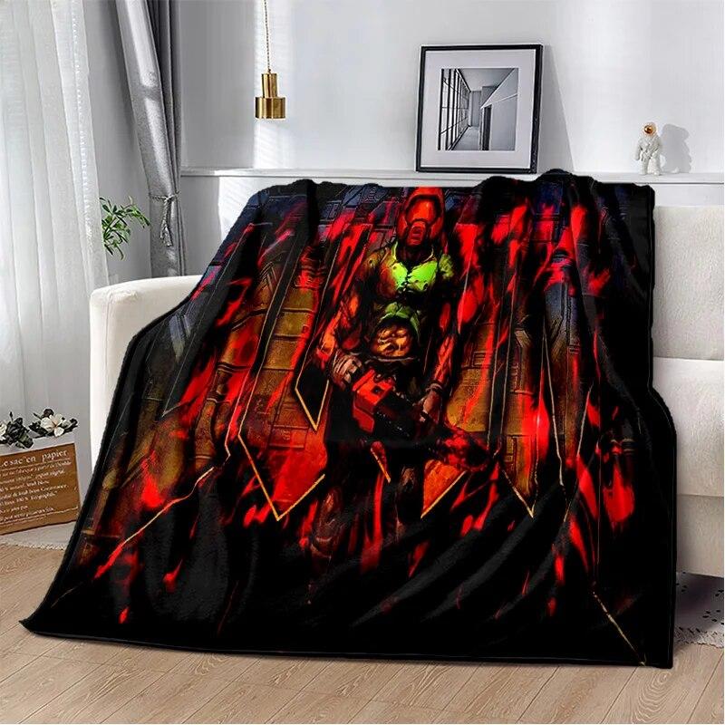 Doom Retro Game Gamer Cartoon  Blanket,Soft Throw Blanket for Home Bedroom Bed Sofa Picnic Travel Office Rest Cover Blanket Kids