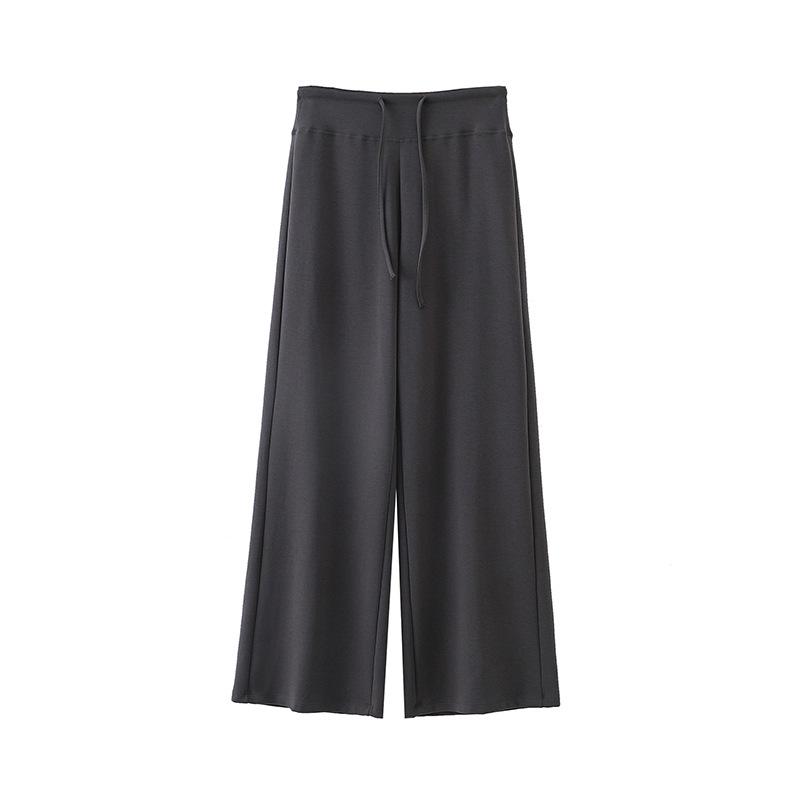 

Women s High Waist Wide-Leg Korean-Style Pants - Casual, Draping, Versatile, Light Luxury. 2XL (suggested for 140~160 jin) темно-серого
