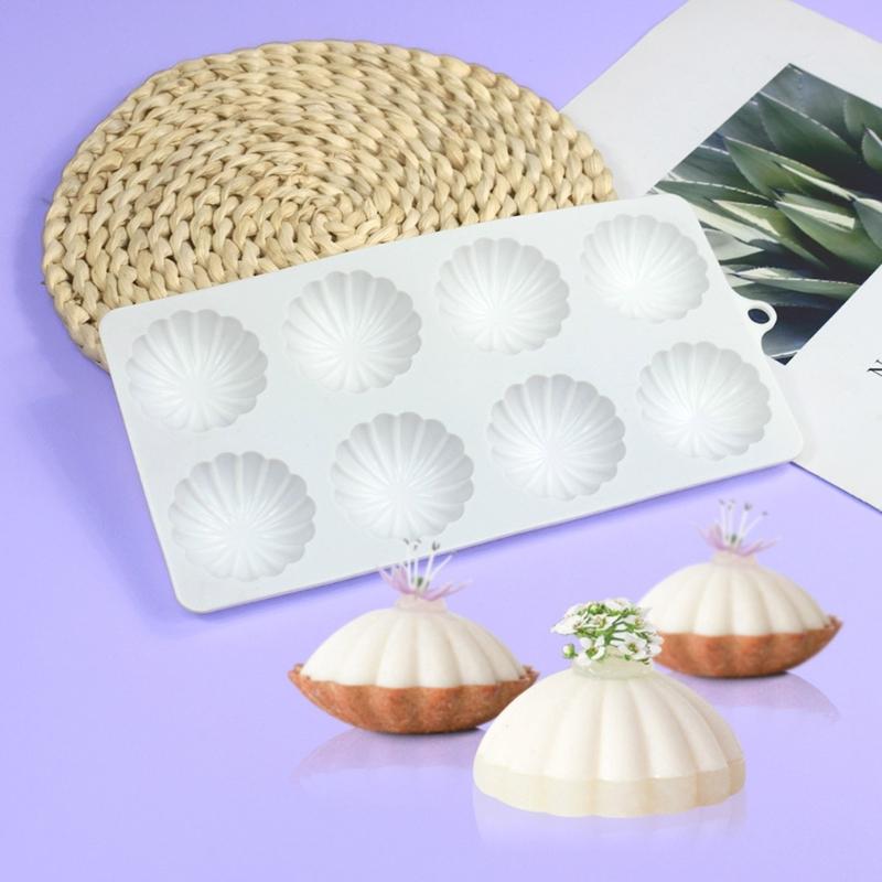 8-cavity Semicircular Petals Mold Baking Tool for Making Chocolate Fondant
