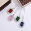 New Necklace Grandmother Retro Women'S Pendant Necklace Zircon Item Green Luxury Jewelry Artificial Crystal Copper