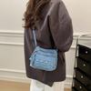 Womens Denim Crossbody Bag Casual Small Shoulder Purse Multi Zipper Handbag for Daily Use