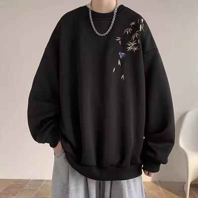 Herbst Chinesischer Vogel Druck Herren Oversized Sweatshirt Locker Langarm Kleidung