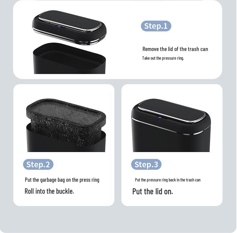 Crevice Smart Induction Trash Can: Multi-Scene, Low-Noise, Slow-Close, Waterproof, Odor-Proof Trash Bin.