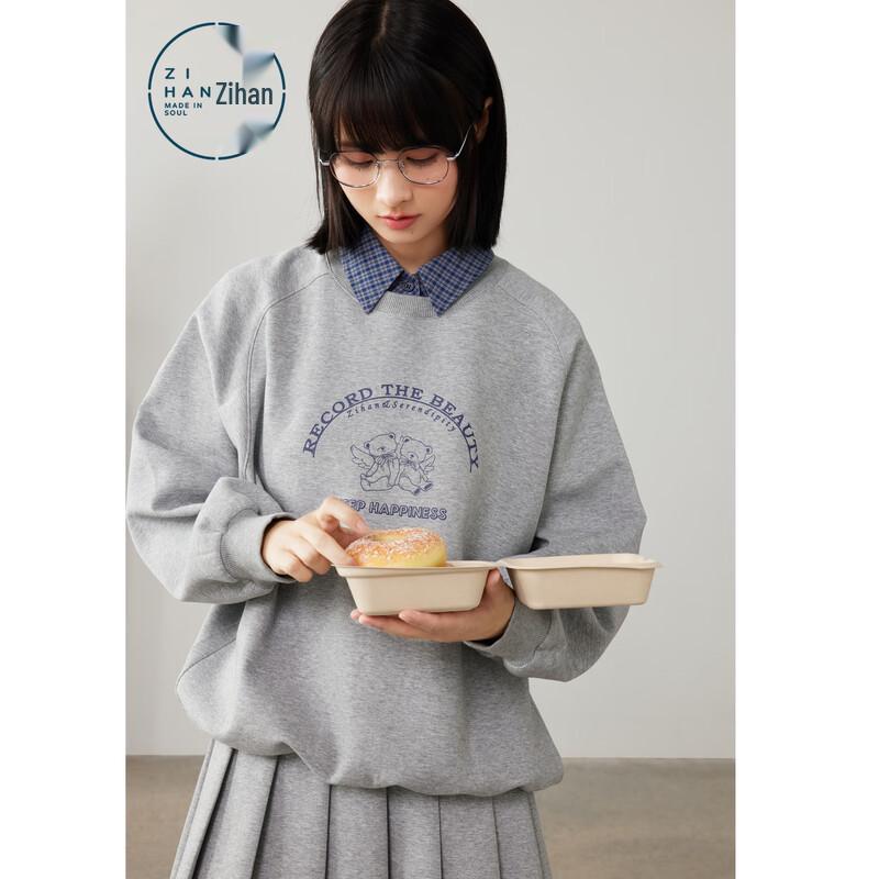 ZIHAN Damen Kapuzenpullover mit Hemdkragen & Falten-Miniröck Set