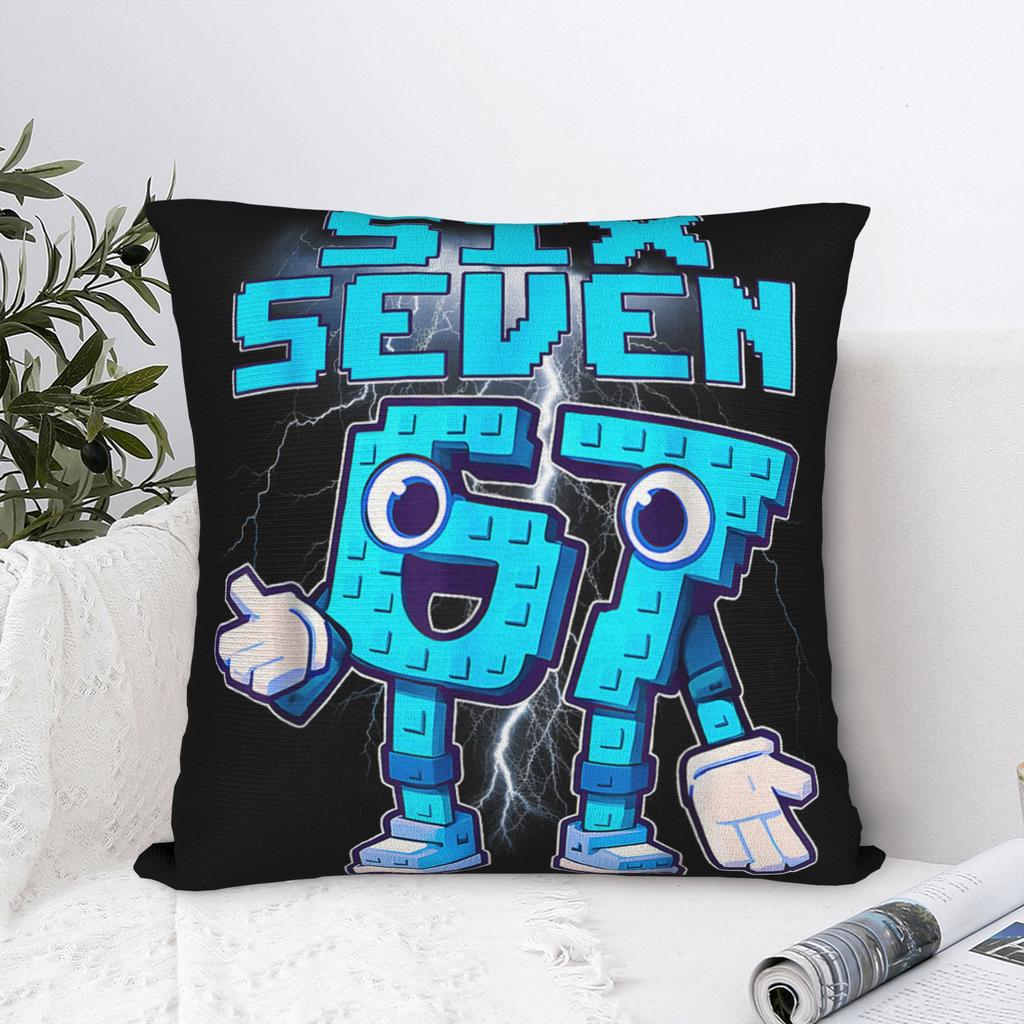 67 Six Seven 6-7 Funny Italian Brainrot Meme Pillow Cover  Soft Cushion Cover Cute Funny Pillow Case For Sofa Bedroom Home Decor