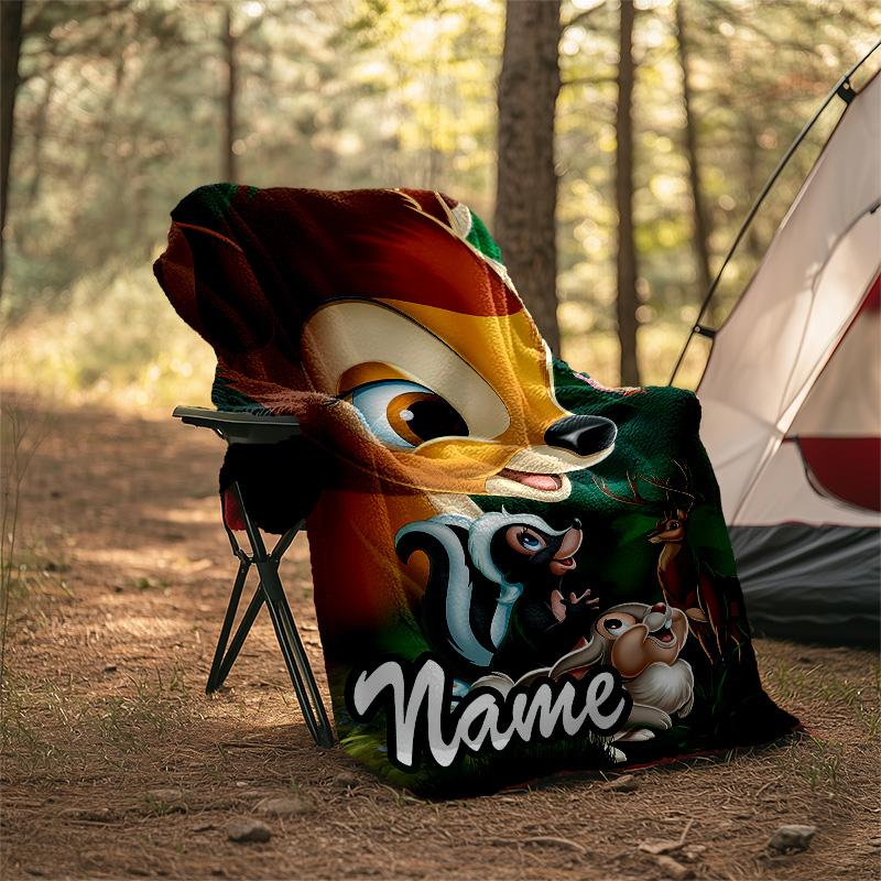 Customizable Bambi Throw Blanket – Personalized Name, All-Season Cozy Snug Blanket, Machine Washable, Personalized Blanket