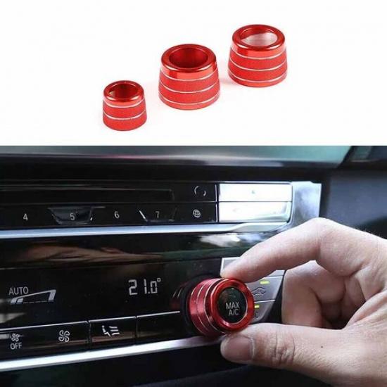 Aluminum For BMW 7 Series 16- Red Console Air Conditioner Button Knob Cover