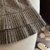 Korean Grey Polka Dot Woolen High-Waisted Mini Skirt with Bow Knot