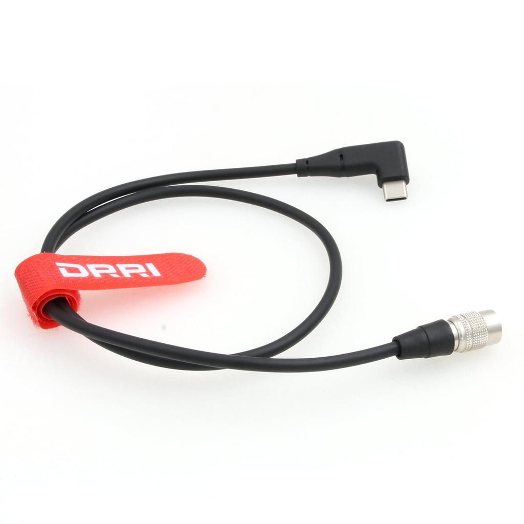 DRRI Hirose 4-Pin to USB Type C Right-Angle PD Power Cable for Zoom F4, F8, F8n, and F8n Po Recorders | Blackmagic | ZAXCOM