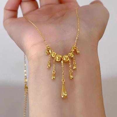 Xiaohongshu Style Vietnamese Cat's Eye Tassel Necklace – Women's French Light Luxury