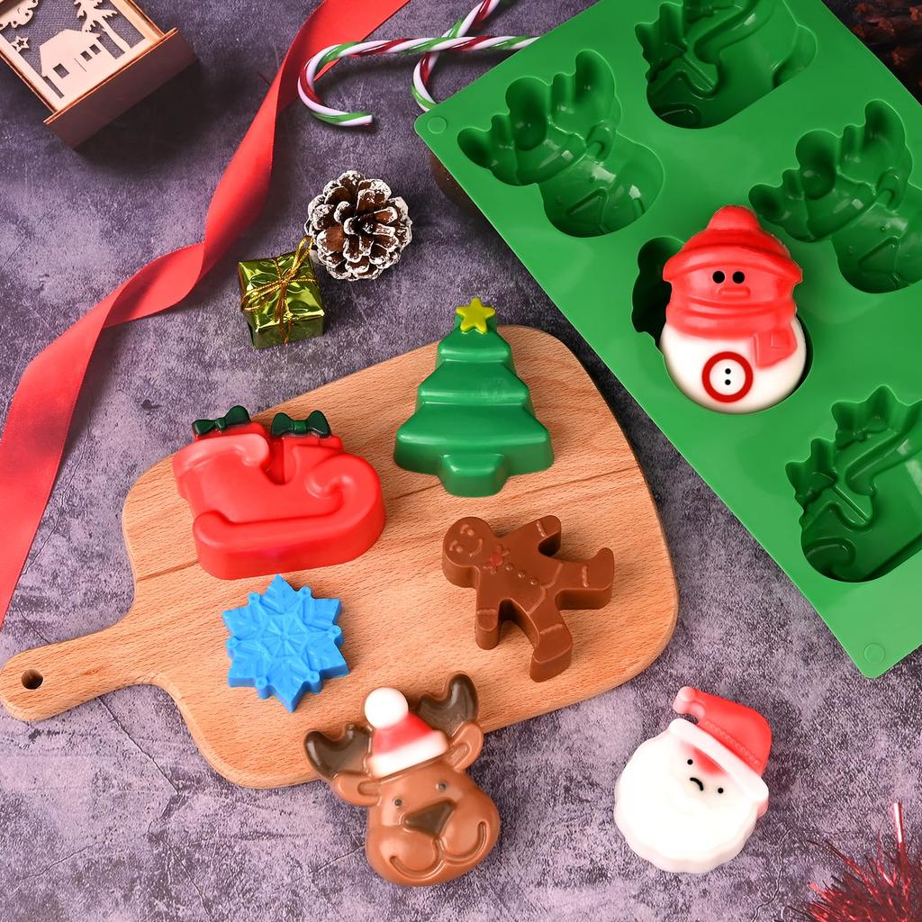 Christmas Silicone Molds Christmas Tree Santa Claus Gingerbread Men Snowmen Silicone Candy Molds Christmas Baking Molds
