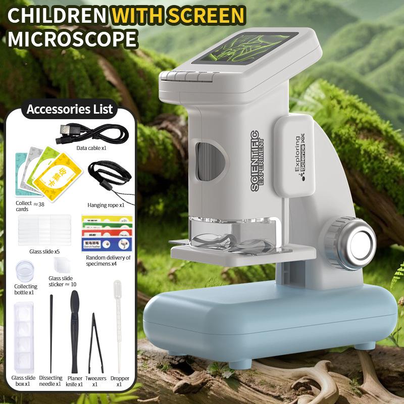 Children's Microscope, Portable Handheld Microscope, Student Science Experiment, Large Screen Desktop Microscope