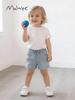 Malwee Kids' Denim Shorts: Cute Elastic Waist Summer Style for European and American Children