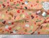 Soimoi Japan Crepe Satin Fabric Fruits,Bread & Donut Food Decor Fabric Printed metre 42 Inch