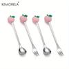 4-Piece Stainless Steel Set Teaspoon Fruit Fork Coffee Spoon Stainless Steel Dessert Spoon Suitable For Home Restaurant Bar