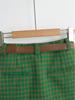 Korean Retro Plaid Short Skirt with Letter Embroidery - Women's Slimming A-line Style