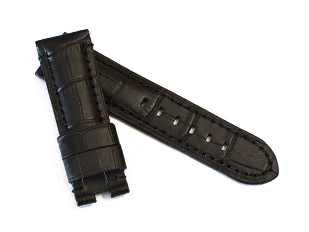 [Import King Original] Watch Parts, Compatible with Panerai, D-Buckle Strap, Embossed Crocodile Leather, 2422 mm, Black with Matching Stitching