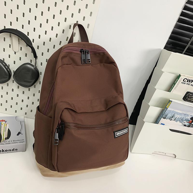 Women's Color Block Backpack Student School Bag Men's Lightweight Large Capacity Travel Backpack