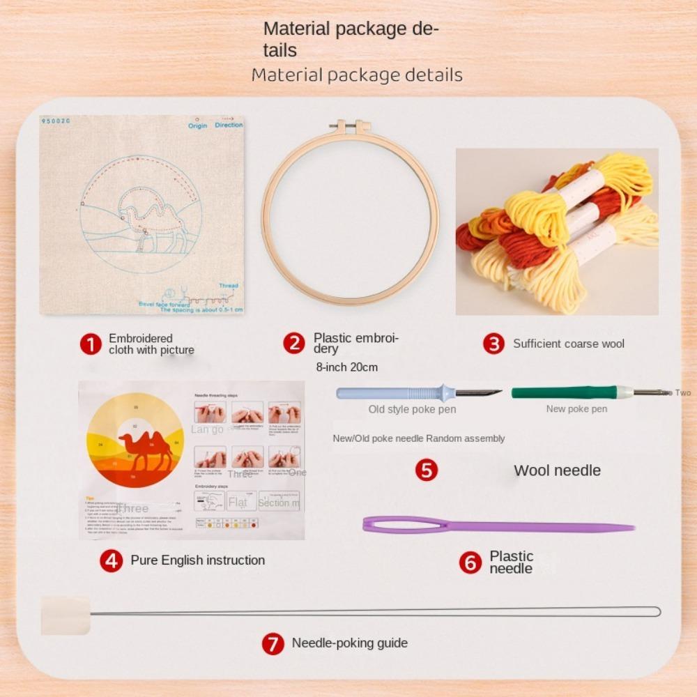 Cotton Embroidered Fabric Punch Needle Embroidery Kit Christmas Collection Easy DIY Play Punch Needle Kits with Embroidery Hoop