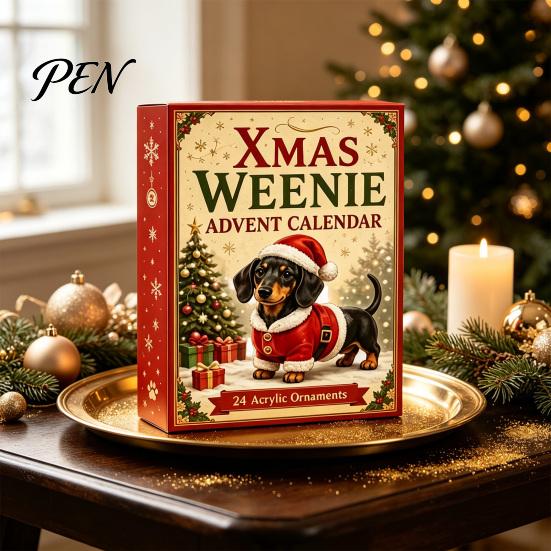 Dog Themed Holiday Gift 2026 Christmas Dachshund Advent Calendar, 24-Day Countdown Toy Set with Mini Box for Kids Figures, Acrylic Ornament