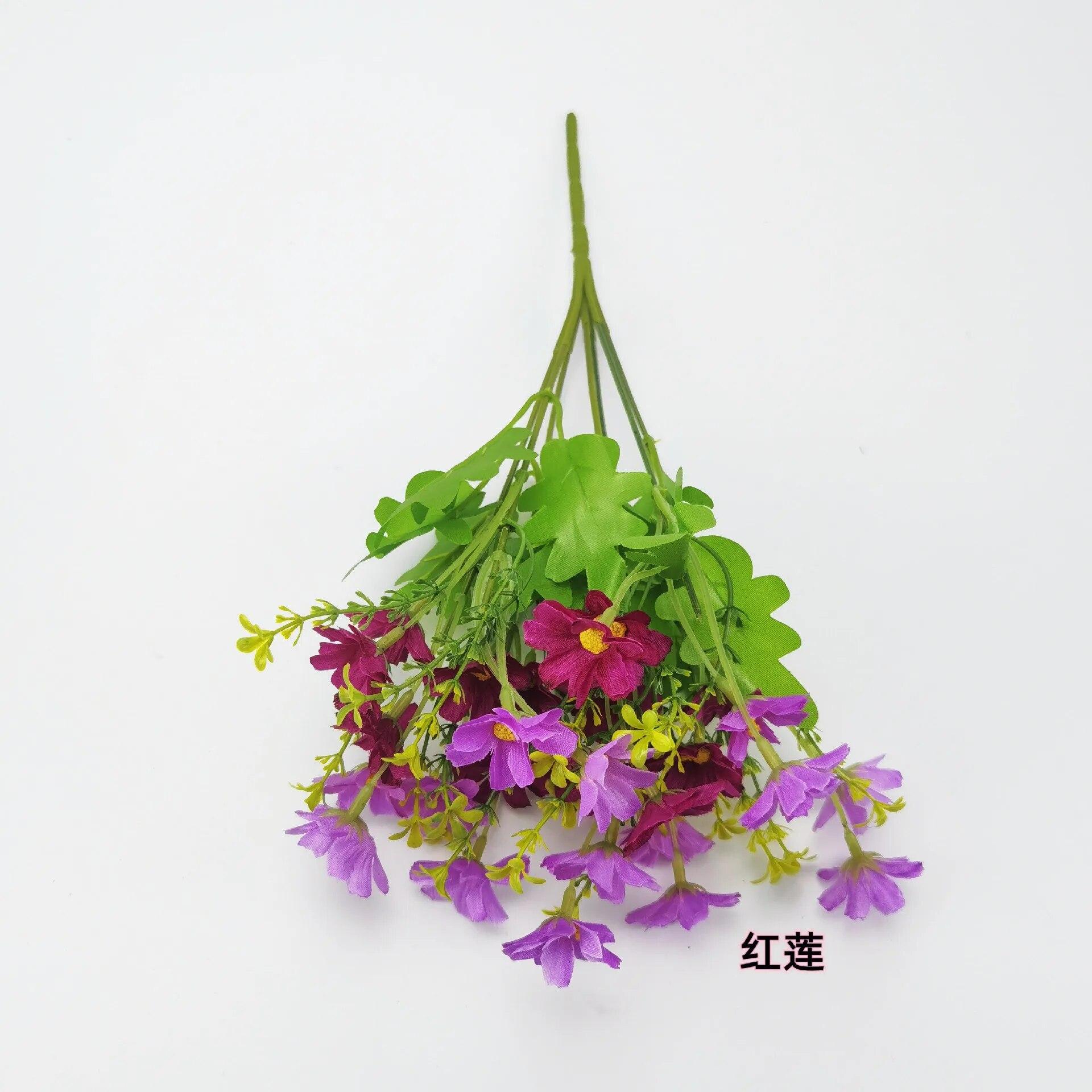 

6 искусственных цветов ForkRed Pink White Daisy, длинный букет из веток для украшения дома, свадьбы, сада, своими руками, свадебный шелковый искусственный цветок 32cm