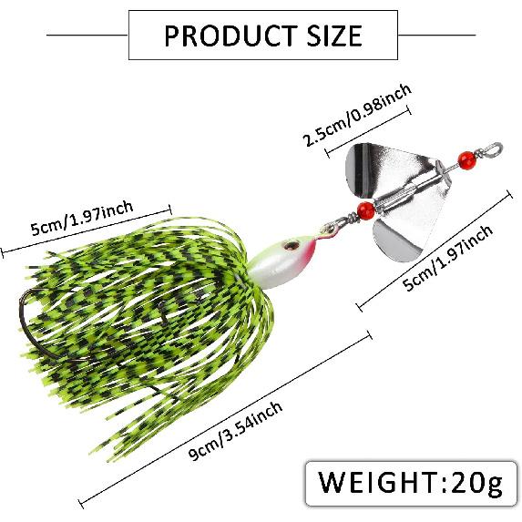 Bass Fishing Lures Kit Fishing Buzzbait Lure Bass Spinner Baits Kit Buzzbait for Bass Fishing Multicolor Swimbait Topwater Lure Hard Metal