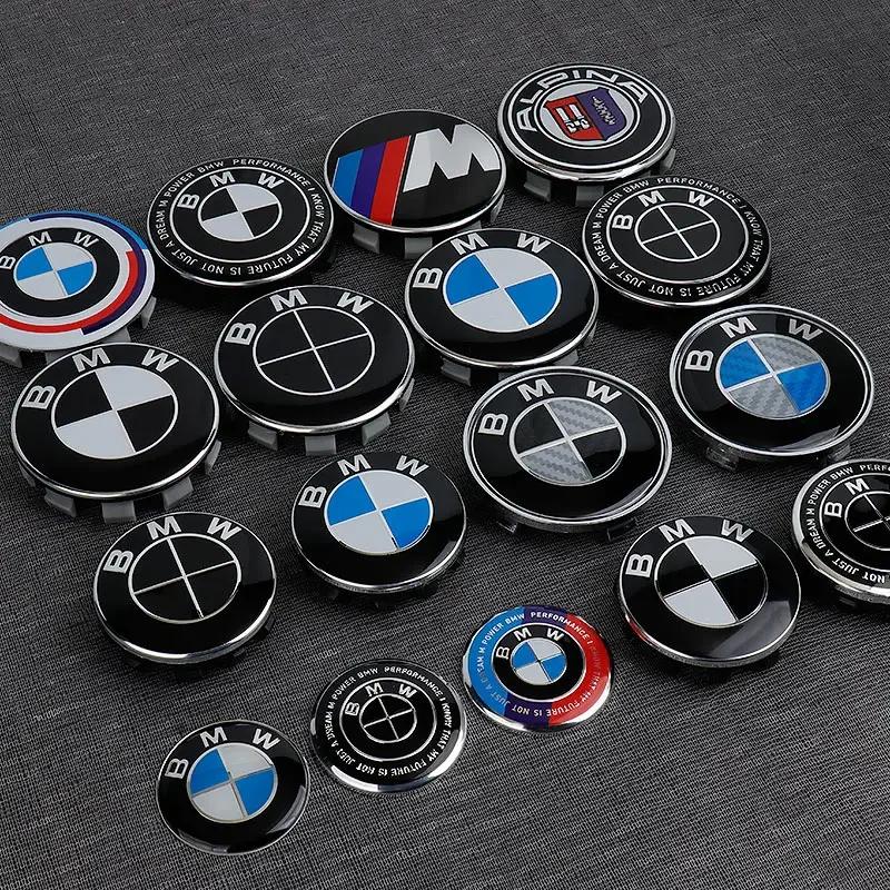 XWQP2 Car Sticker 4pcs 56mm 68mm Blue Logo Car Wheel Center Caps Hub Cover Badge For BMW E30 E87 E81 E82 F30 F31 F32 F33 F35 F36 G21 G