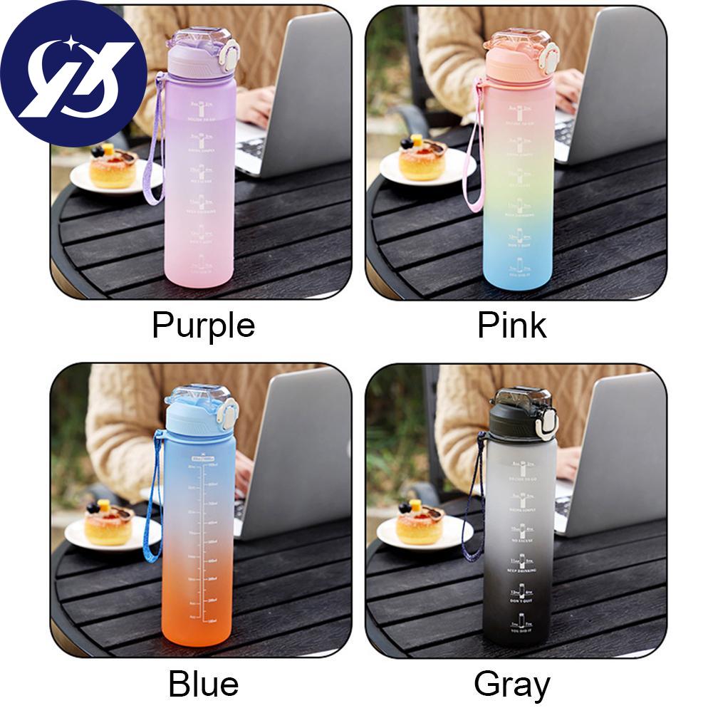 Plastic Water Bottle with Time Marker Fitness Sports Leakproof Drink Cup