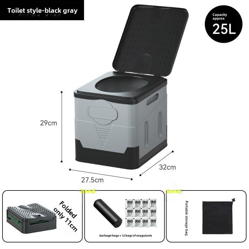 

Портативный складной туалет с защитой от запаха для кемпинга, путешествий на автомобиле и чрезвычайных ситуаций - Подходит для взрослых и детей