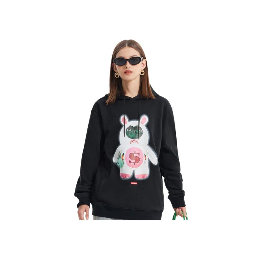 Sprayground Shark Loose Fit Casual American Cartoon Hoodie Men Hoodies Black W0933308