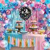 109Pcs Gender Reveal Decorations Boy or Girl Gender Reveal Party Supplies Including Balloons Tablecloths Backdrop Cake Toppers Fringe Curtains Tissue
