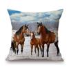 Horse Oil Painting Home Modern Decoration Art Cotton Linen Sofa Throw Pillow Case Lovely Mane Foal Pony Car Seat Cushion Cover