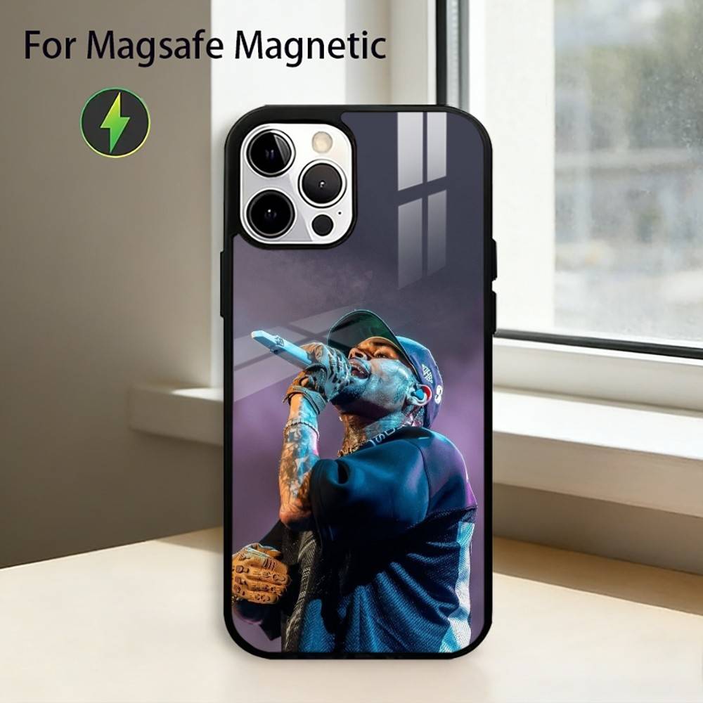 Singer Rap C-Chris-Brown Phone Case For iPhone17,16,15,14,13,12,11 Plus,Pro Magnetic For Magsafe Wireless Charging
