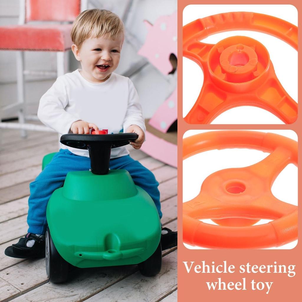 Universal Orange Plastic Steering Wheel Toy for Kids, Compatible with Rocking Cars, Bumper Cars, Go-Karts, Easy To Install, 6.49 Inch, Essential