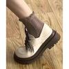 Fashion White Preppy Style Women's Flats Lace-up Thick Sole Round Head Japanese System Shoes Comfortable Rubber Upper Summer Shoes