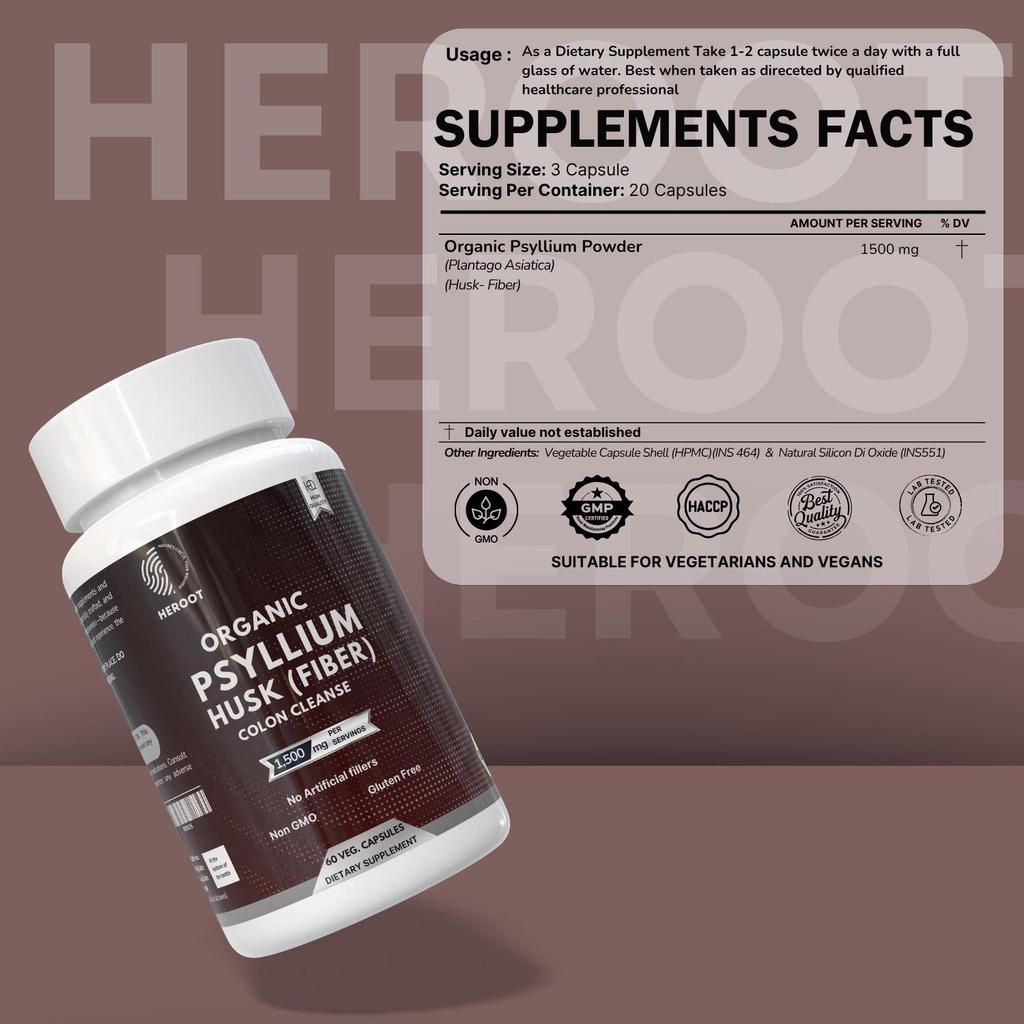Psyllium Husk Extract Powder Capsules | 1500 Mg