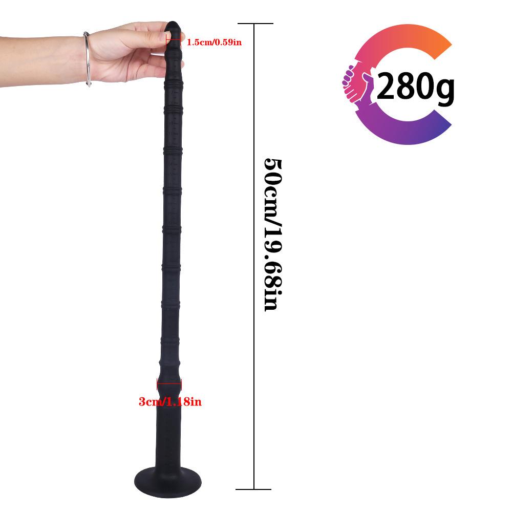 H49 Mutter und Kind Analplug Flüssigsilikon Weich SM Analplug Peitsche 30-60cm mit Abluftkanal zum Einführen des Analplugs Sorgenfrei