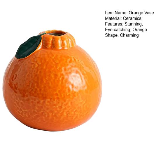 Dekorative Keramik-Knospenvase in Orangenform, Modernes Frucht-Design Kleiner Hydrokultur-Pflanzer für Zuhause, Zimmer, Büro, Tischdekoration