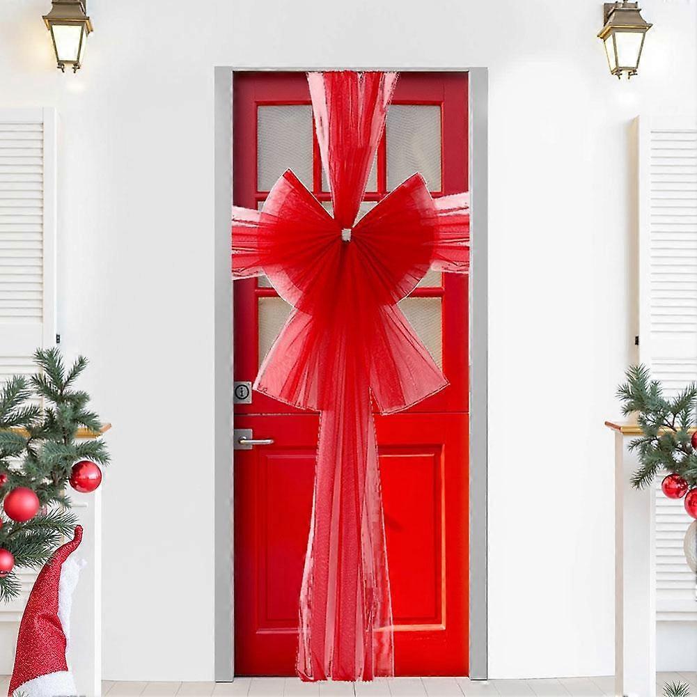 Extra Large Red Festival Bow Set Organza Double Layer Luxury Door Decor