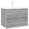 VidaXL Vanity Unit with Integrated Basin Under-Sink Cabinet Bathroom Storage Unit Home Sonoma Grey Wood 3152871