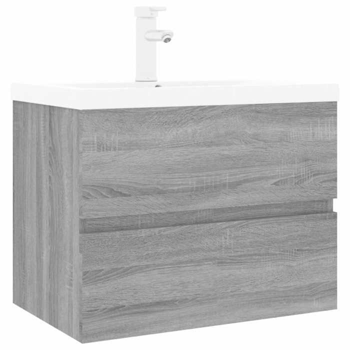 VidaXL Vanity Unit with Integrated Basin Under-Sink Cabinet Bathroom Storage Unit Home Sonoma Grey Wood 3152871